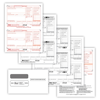 W-2 Traditional Preprinted 50 Sheet 4-pt Set with Envelopes (Self-Seal)