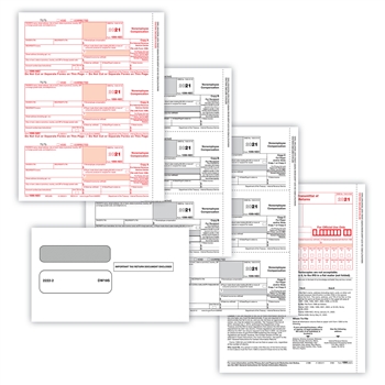 1099-NEC Preprinted 50 Sheet Set 4-pt with Envelopes (Self-Seal) (A/B/C/C)