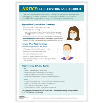 "Face Coverings Required" Notice Poster