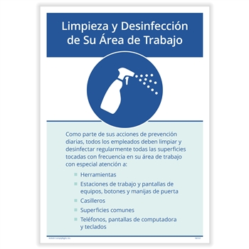 Employee Clean and Disinfect Your Work Area Poster (Pack of 3) - Spanish