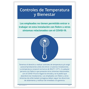 Temperature and Wellness Checks Poster (Pack of 3) - Spanish