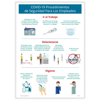 COVID-19 Employee Safety Procedures Poster (Pack of 3) - Spanish