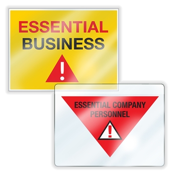 Essential Business and Company Personnel Window Cling Set