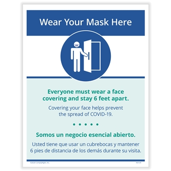 Wear Your Mask Here Posting Notice - Bilingual (Pack of 3)