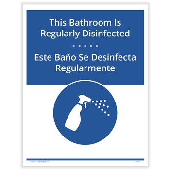 Bathroom Regularly Disinfected Posting Notice - Bilingual (Pack of 3) - Spanish