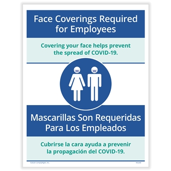 Face Coverings Required for Employees Posting Notice - Bilingual (Pack of 3)