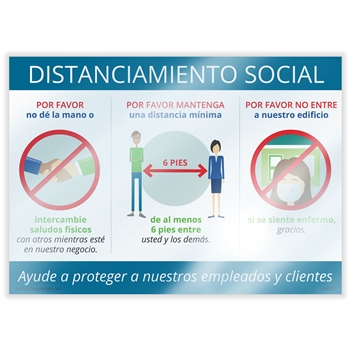 Social Distancing Window Cling - Spanish