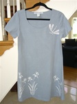 Iris and dragonfly dress in ash-blue