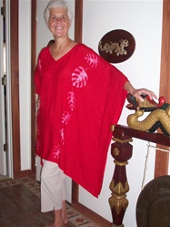 Rayon poncho with big leaves