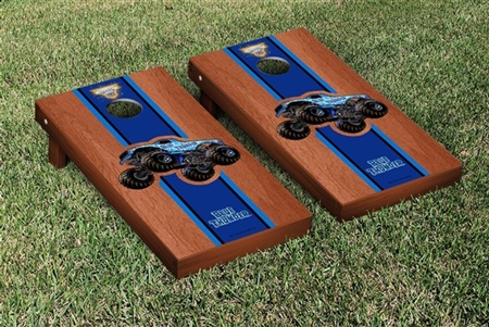 Monster Jam Blue Thunder Cornhole Game Set Rosewood Stained Stripe Version