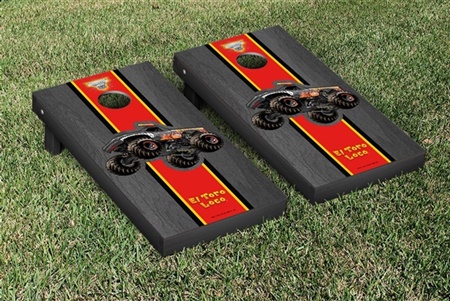 Monster Jam El Toro Loco Black Cornhole Game Set Onyx Stained Stripe Version