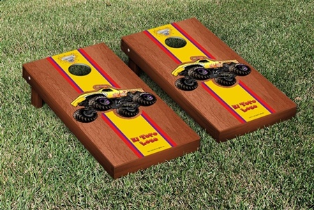 Monster Jam El Toro Loco Yellow Cornhole Game Set Rosewood Stained Stripe Version