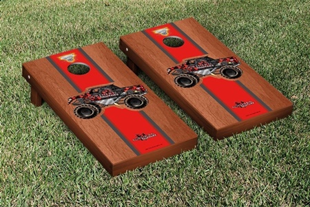Monster Jam Northern Nightmare Cornhole Game Set Rosewood Stained Stripe Version