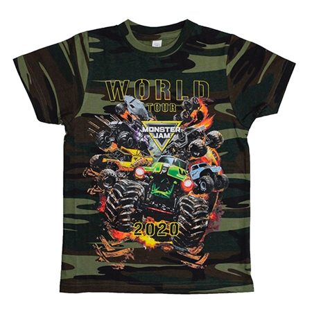 Monster Jam Wold Tour Camo Youth Tee