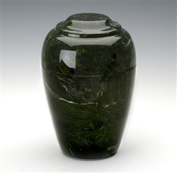 Antique Verdi Grecian Cultured Marble Urn