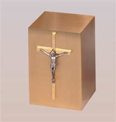 Large Bronze Crucifix Child Urn