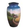 Country Scene Hand Painted Urn