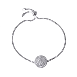 Adjustable pave disc bracelet