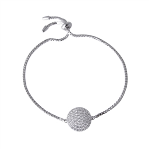 Adjustable pave disc bracelet