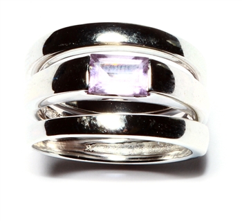 .925 Sterling Silver Stackable Amethyst Ring Set
