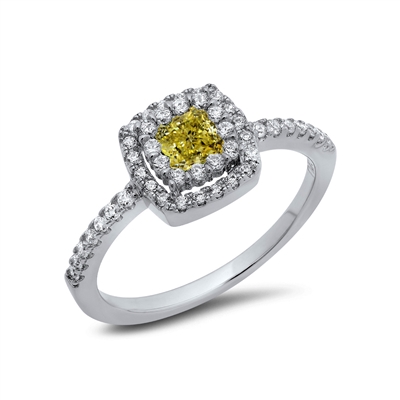 Small Canary Yellow Square Ring