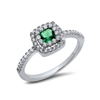 Halo Green Square Ring