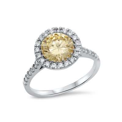 Canary Yellow Round Halo Ring