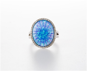 Lab Created Blue Opal Ring