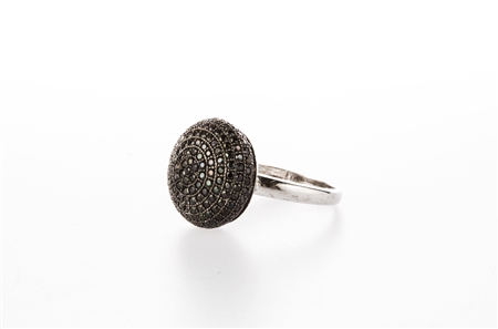 Black Dome Ring .925 sterling silver and Black CZ