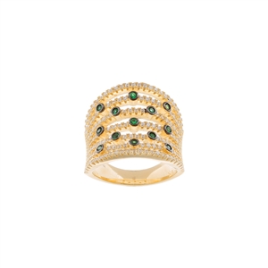 Lab Created Green Spinel Multi Row Bezel Ring
