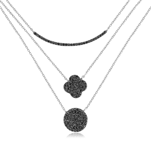 Black Spinel Triple Layered Necklace