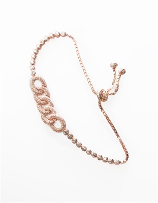 Rose Gold Over Silver Adjustable Link Bracelet