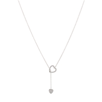 Double Heart Lariat Necklace