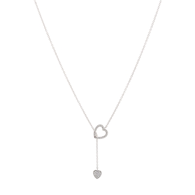 Double Heart Lariat Necklace