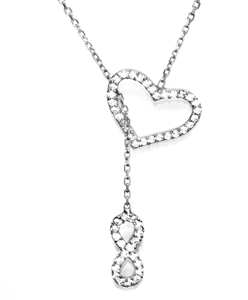 Beautiful Silver, Heart and Infinity Necklace