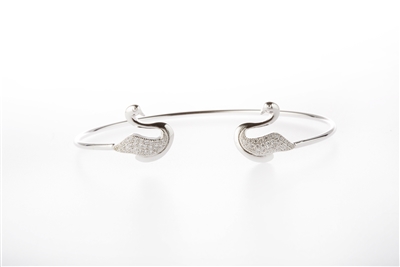 .925 Sterling Silver Swan Bangle