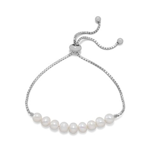 Freshwater Pearls and Sterling Silver Adjustable Bracelet