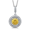 Round Canary Yellow Pendant Necklace