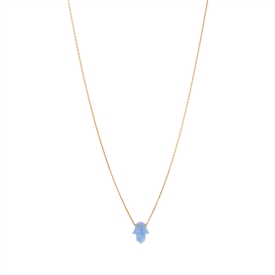 Lab Created Blue Opal Hamsa Pendant Necklace