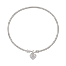 .925 Sterling Silver Twist Heart Bangle