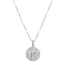 .925 Sterling Silver "N" Initial Pendant Necklace