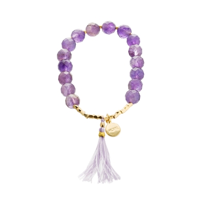 Trendy Amethyst & Tassel Bracelet