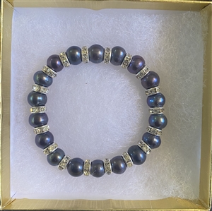 Black Mother of Pearl Stretch Bracelet