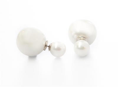 White Double-Sided Lab Created Pearl Earrings