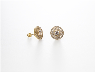 Dazzling Gold Over .925 Sterling Silver Round Earrings
