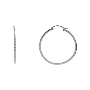 .925 Sterling Silver Inside Outside Hoop Earrings.