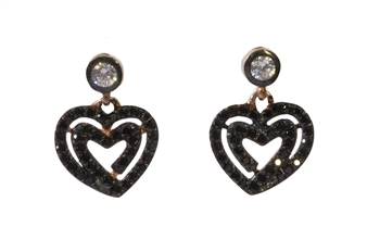 Black Heart Drop Earrings