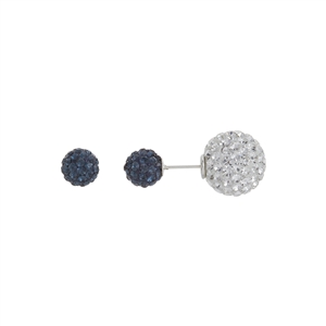 Silver and Dark Blue Double-Sided Crystal Earrings