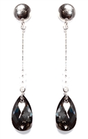 Black Crystal Long Tear Drop Earrings