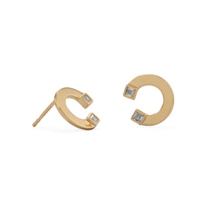 14k Gold Plated  "C" Stud earrings